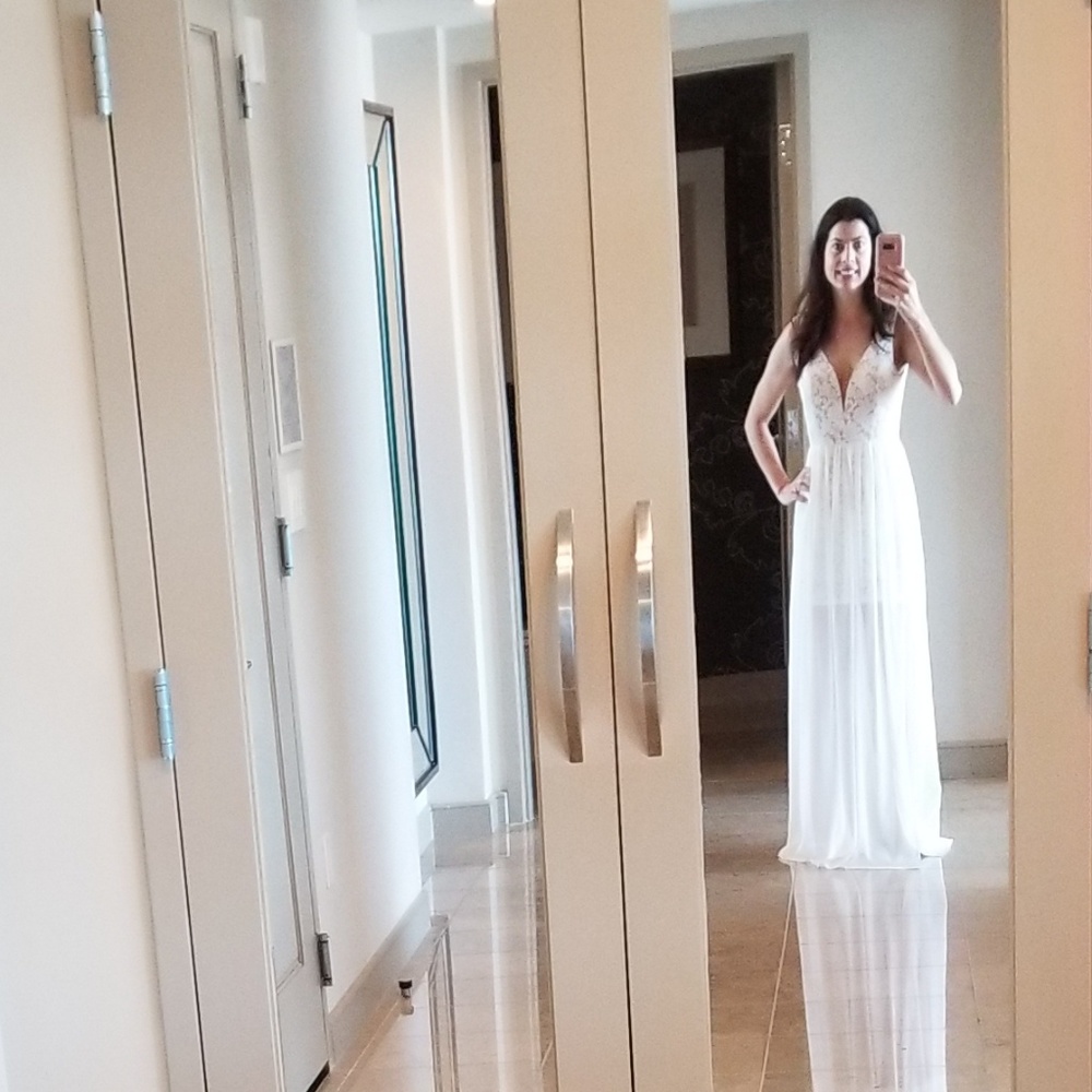 Lulu's make way for wonderful off white lace maxi wedding dress - Picture 3 of 4